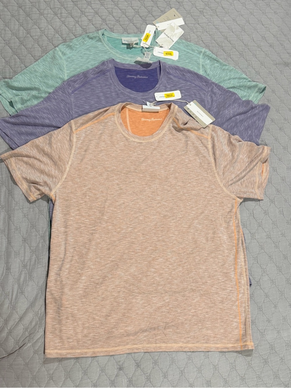 Tommy Bahama Short Sleeve Heathered Tee in Peach, Lavender & Mint (3-Pack Look)